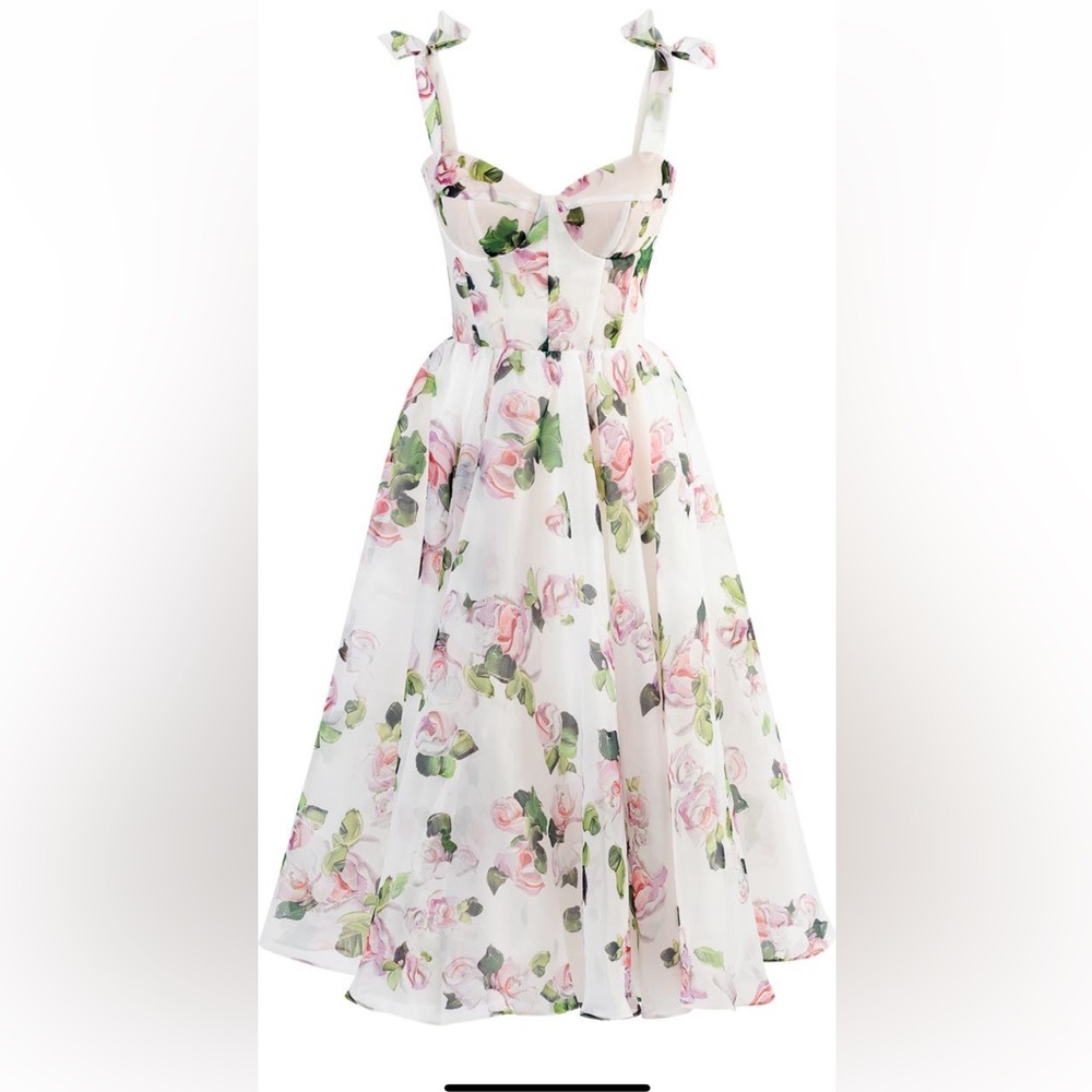 Floral White and Pink Women's Dress